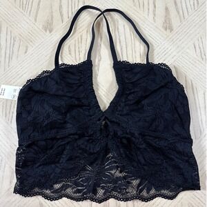 NWT Aerie Real Good Black Lace Halter Bralette Top Club Party Sexy New Women's S